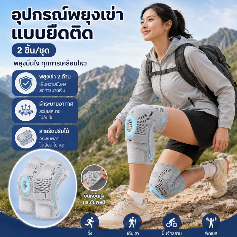 พร้อมส่ง สายรัดเข่า สายรัดเข่าสปริง รองรับแรงกระแทก กันลื่น ใส่สบายไม่รัด มาพร้อมสายรัดสะบ้า ช่วยพยุงหัวเข่า