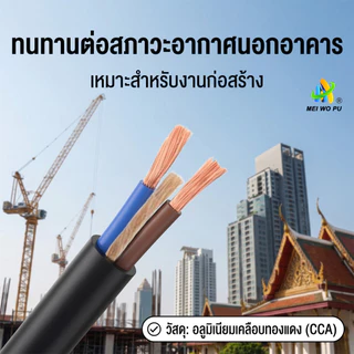 สายไฟกลมสีดำ RVV 2 แกน ขนาด 2.5/4/6 มม. SQ สำหรับงานกำลังสูงโดยเฉพาะ ทนความเย็นจัด