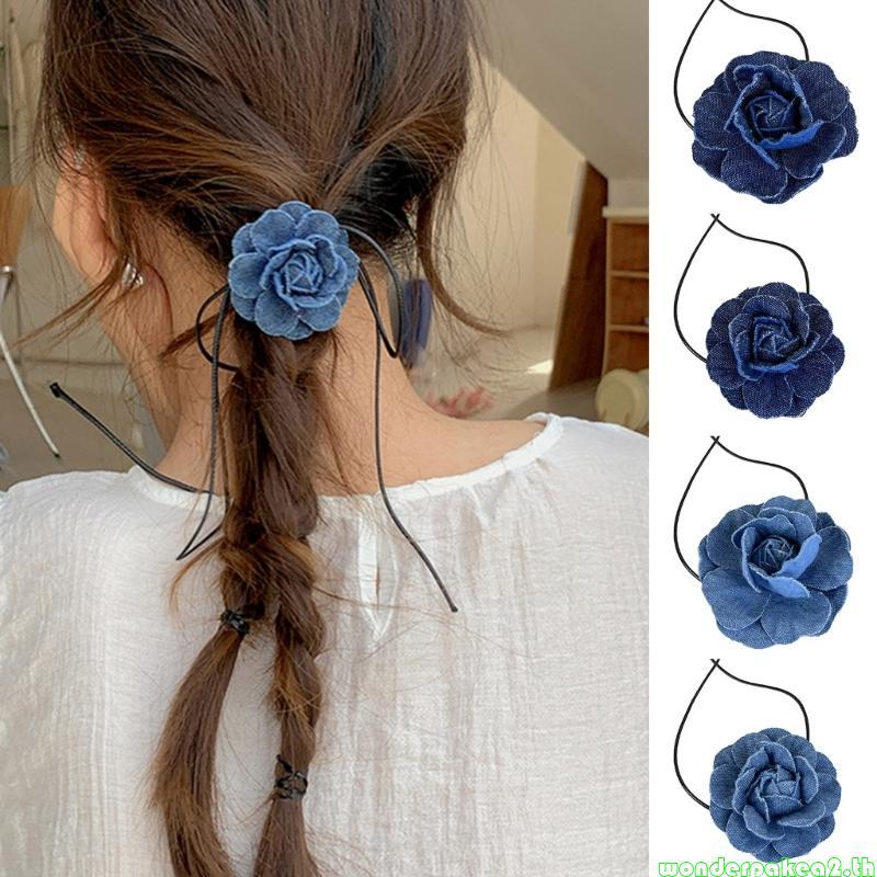 Wonderpakea2 Elegant Blue Camellia Choker สร้อยคอสายคล้องคอดอกไม้สร้อยคอ Vintage Choker สร้อยคอสายยา