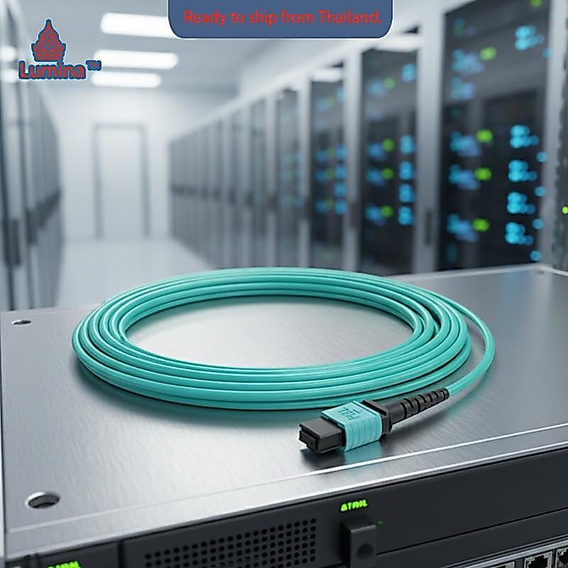 สายเชื่อมต่อโมดูลออปติคอลสายเคเบิล MPO 8ไฟเบอร์ตัวเมียถึงตัวเมีย MPO-MPO แบบมัลติโหมดสายแพทช์ไฟเบอร์