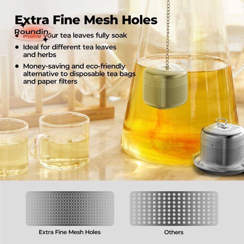 ROUNDIN สแตนเลสสตีลชา Infuser Ball, Extra Fine ตาข่ายขยายตะขอโซ่หลวม Leaf Tea Diffuser, ทนทาน Ball Shape Brew ชาตาข่ายกรองหลวมชา Steeper