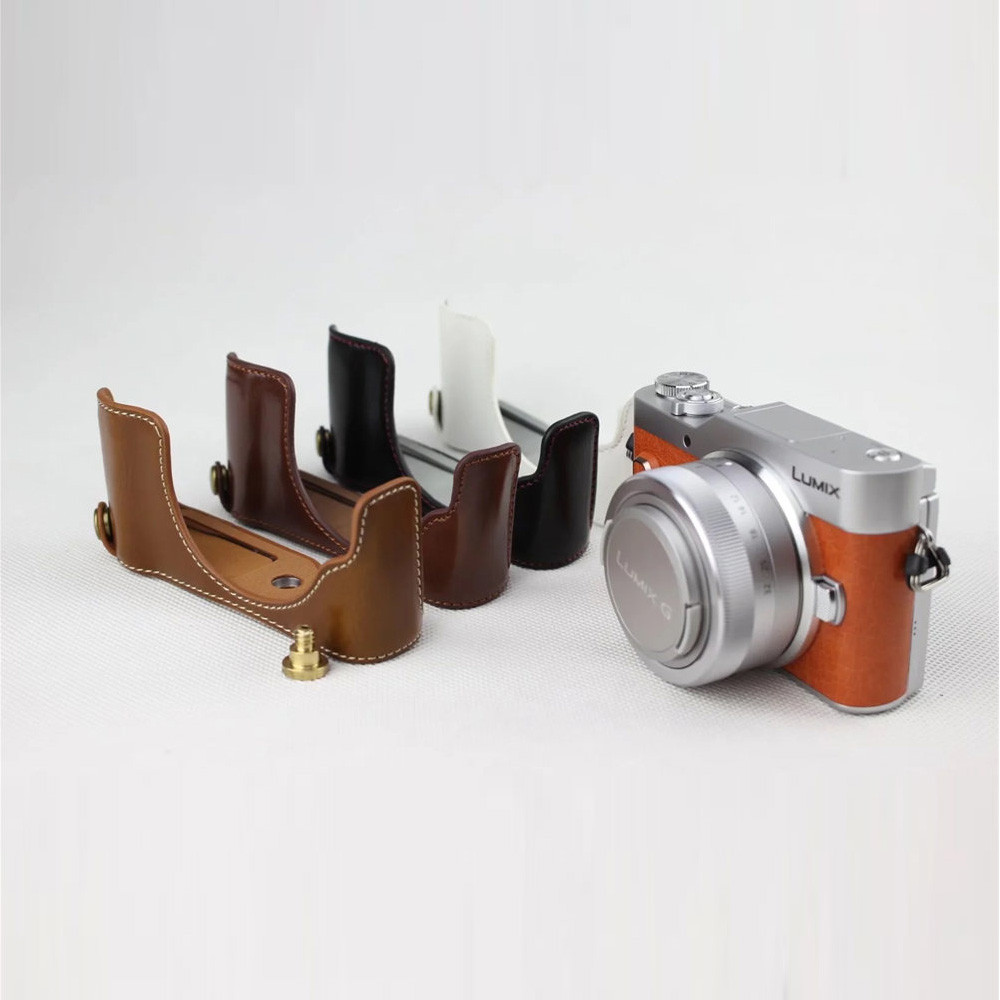 PU หนังกล้องครึ่งสําหรับ Panasonic Lumix GF7 GF8 GF9 GF10 ฝาครอบเปิดด้านล่าง