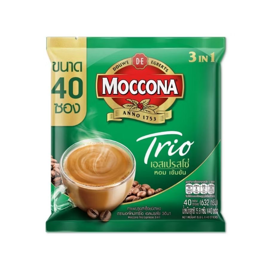 มอคโคน่า ทรีโอ เอสเปรสโซ่กาแฟสำเร็จรูป Moccona Trio Espresso 15.8g. Pack40