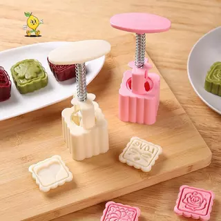 [mozh] 4 ชิ้น/เซ็ต Mooncake แม่พิมพ์ Cherry Blossom แม่พิมพ์ 3D มือกด Bakeware เครื่องมือ [TH]