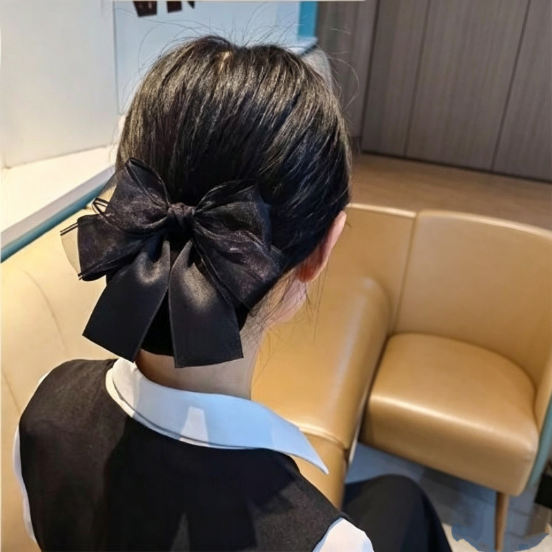 ผู้หญิง Bowknot Hair Net คลิปแฟชั่นเครื่องประดับผมสําหรับพนักงานออฟฟิศ Banker พยาบาล Stewardess