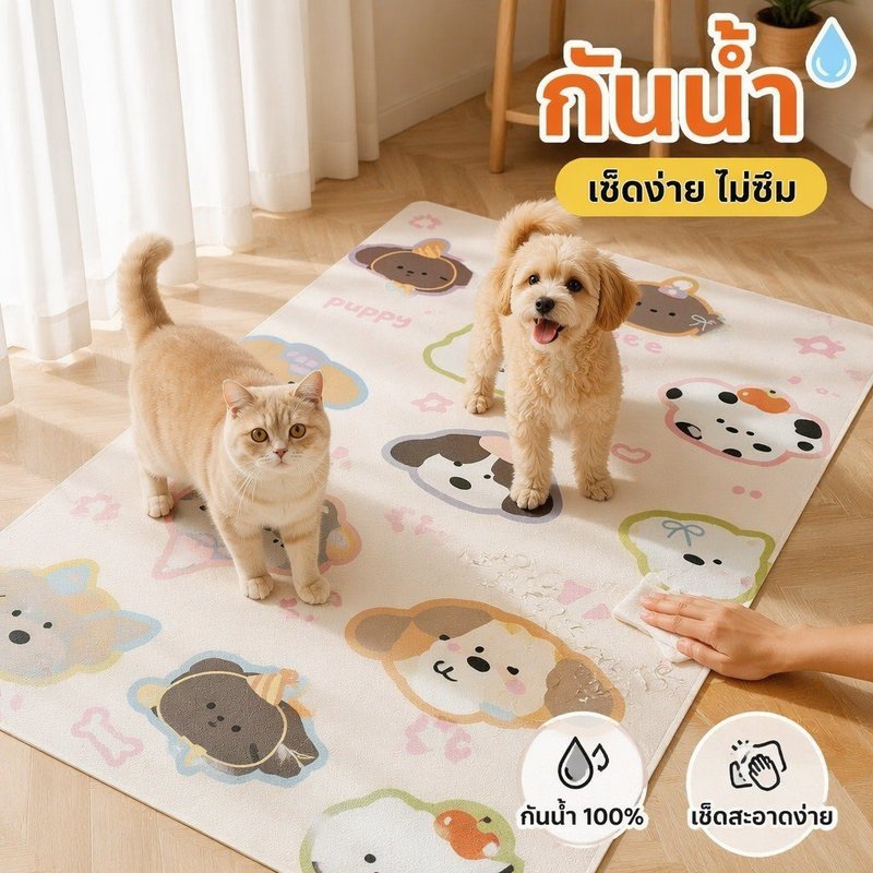 แผ่นรองกรงสัตว์เลี้ยง PVC กันลื่น กันน้ำ เช็ดง่าย สองด้าน หนา ตัดขนาดได้ ลดกลิ่น