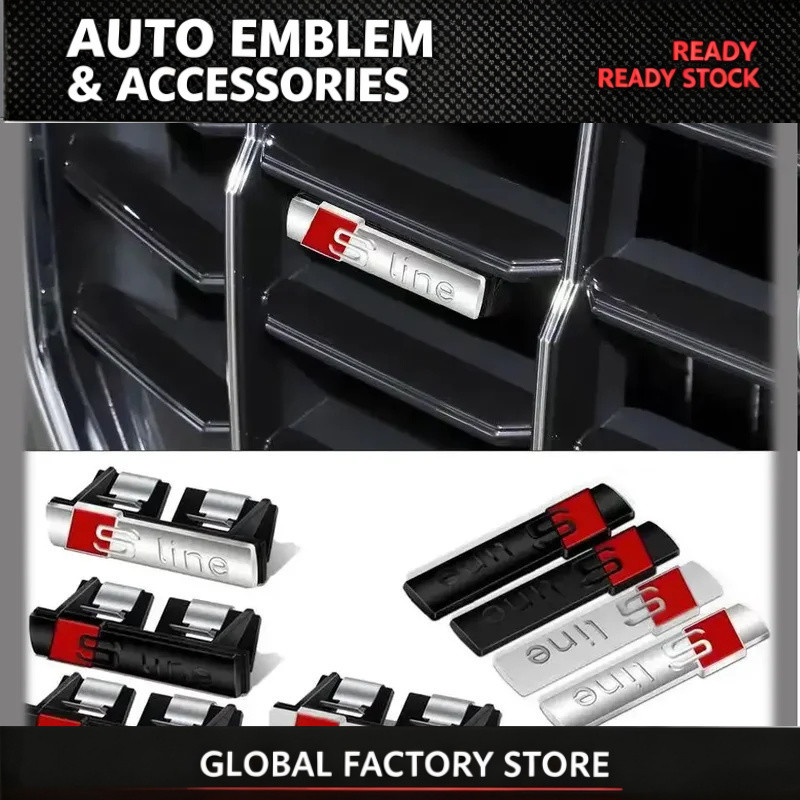 รถสินค้าสัญลักษณ์ย่างด้านหน้าHood Badge GrilleสําหรับAudi Sline RS A3 A4 B8 8P 8V B6 A5 A6 C7 Q5 B9 