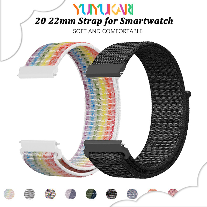 สายรัดไนลอน 20 มม. 22 มม. for Garmin Watch Forerunner 165 570 265/Samsung Galaxy Watch/Huawei/Amazfit Bip 6 5/xiaomi
