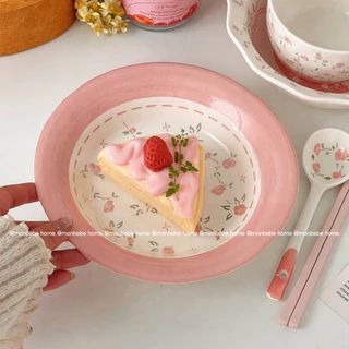 จานขนม จานเซรามิค insจานดอกไม้ สไตล์เกาหลี พร้อมส่ง