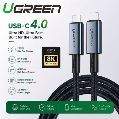 UGREEN 240W สาย USB C ถึง Type C Thunderbolt 3 Fast Charging Video Out สําหรับ Samsung Huawei USB4.0