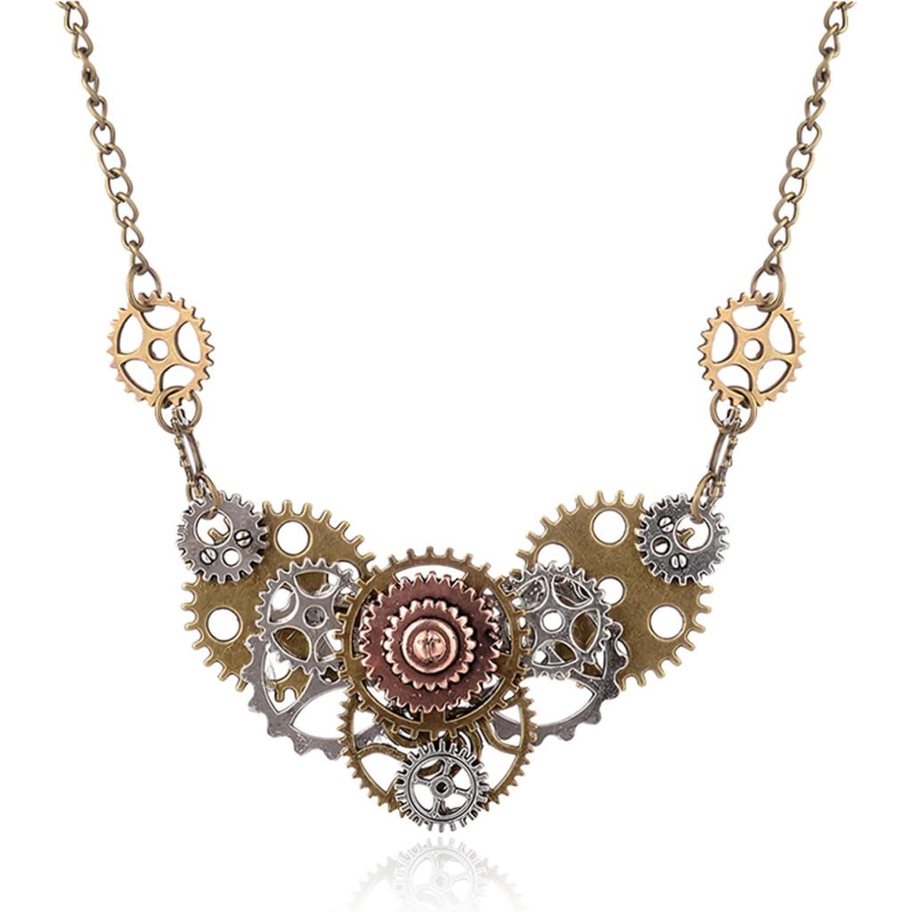 Handmade Gear Cog Steampunk สร้อยคอผู้หญิง Vintage Gold และ Silver ผสมโลหะนาฬิกา Clockwork สร้อยคอ G