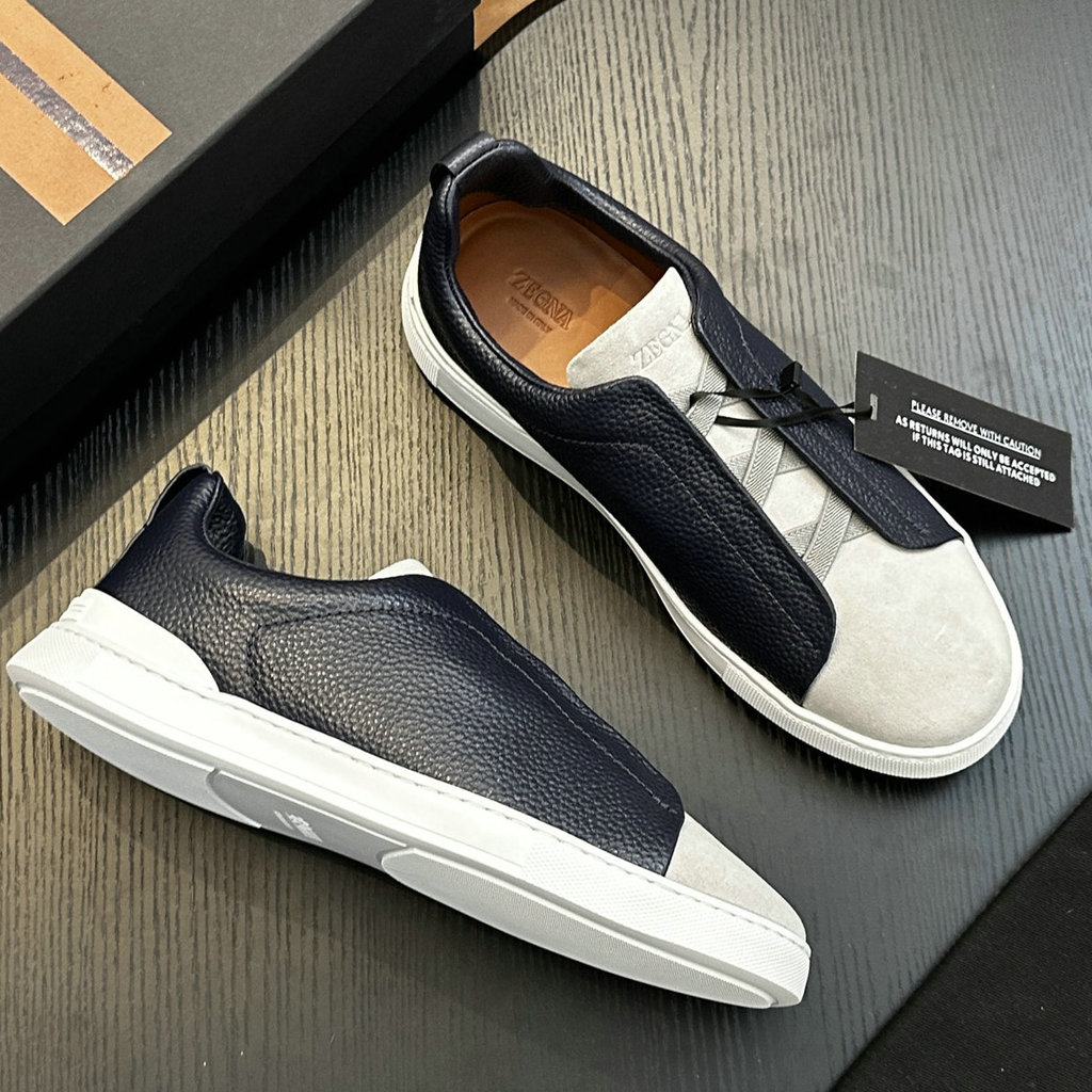 Zegna รองเท้ากีฬากลางแจ้งหนังผู้ชาย