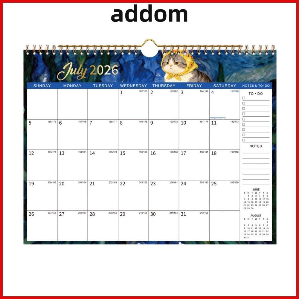 ADDOM ปฏิทิน 18 เดือน, 2026.7-2027.12 Dual Coil Design Wall Calendar, Thicken Paper Easy Organizing 