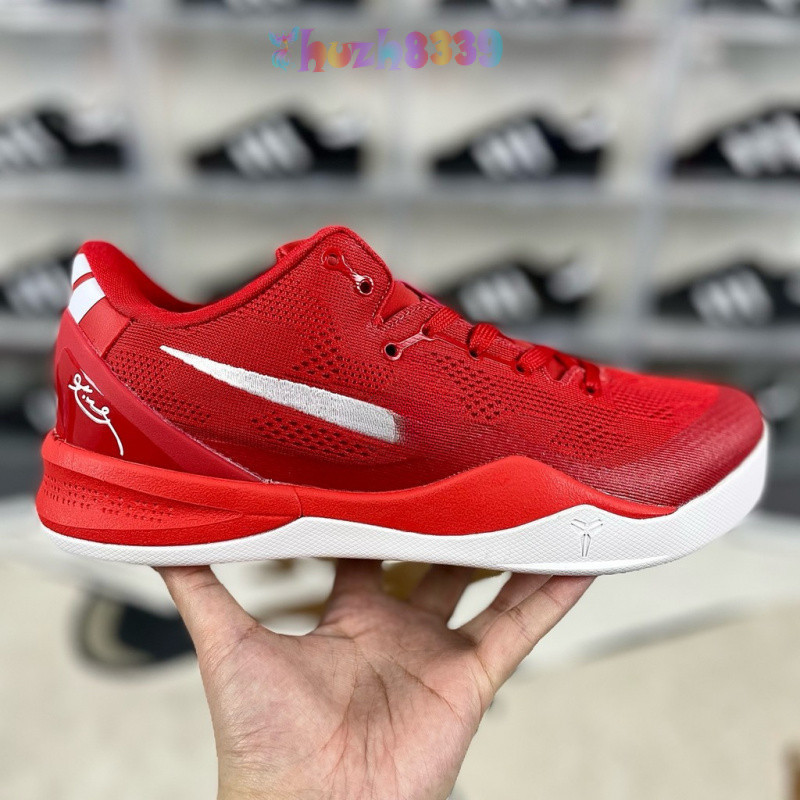 Z เกรดบริษัท Kobe 8th Generation zk8 Shock Absorption Anti-slip ทนต่อการสึกหรอ Low-Top ปฏิบัติ Combat คาร์บอนรองเท้าบาสเก็ตบอลสีแดง HF9550-600 5LD7 L4M2