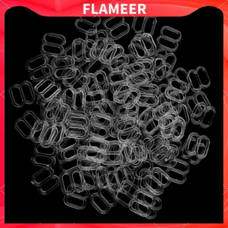 [Flameer] 100 ชิ้น Metal Bra Strap Adjustment Buckle Rings ตะขอสไลด์ที่มองไม่เห็น