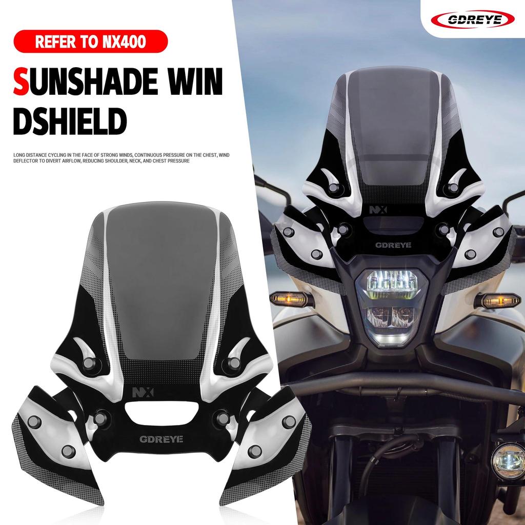 Bสำหรับ Honda NX500 NX 400 NX400 2025-2026 ชิวหน้ารถมอเตอร์ไซค์ NX 500  แผ่นบังลมสีเทา  ชิวหน้ากันลม