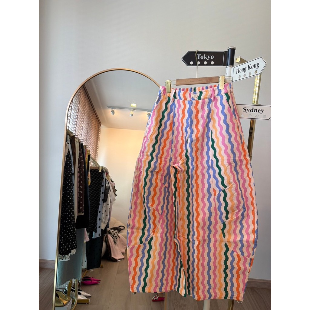 กางเกงบาเรลลายหยัก zigzag Polkadot barrel