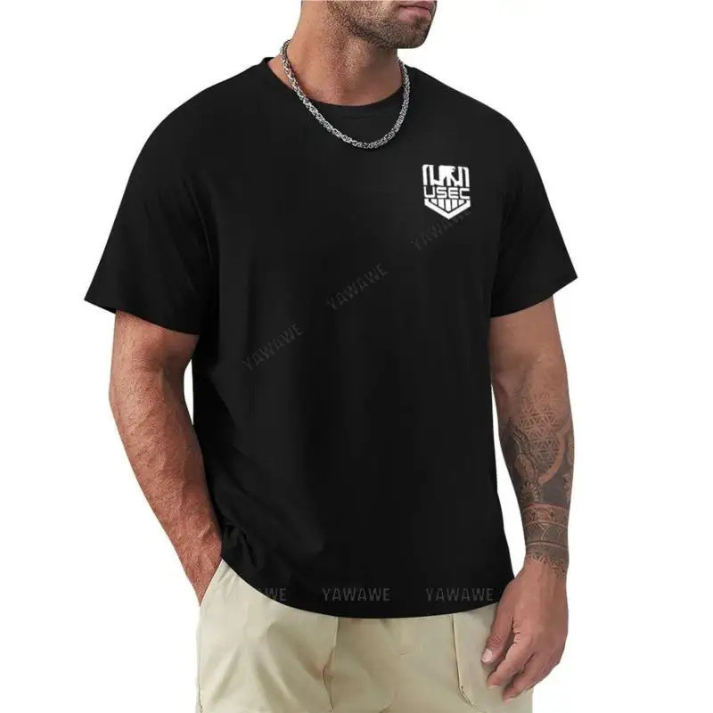 เสื้อยืดผู้ชายสีดำลาย Escape From Tarkov สไตล์วินเทจ เสื้อยืดผู้ชายผ้าฝ้าย คอกลม