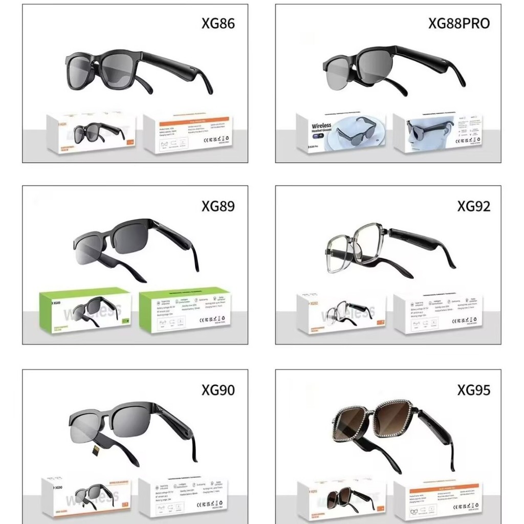 XG88pro 89 90 92 แว่นตาชุดหูฟังบลูทูธไร้สายแว่นตากันแดดกีฬากลางแจ้งเพลงเปิด AI การแปล [Q]