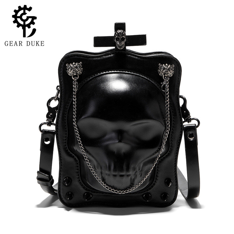 TEMU Halloween Dark Gothic Skull Ladies One-Shoulder Messenger Bag Asian Culture Unique Mini Square 