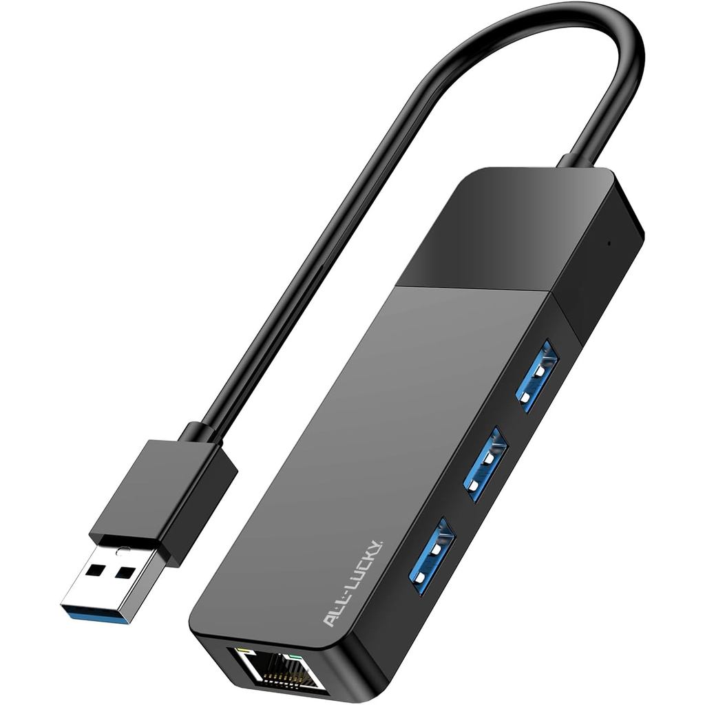 ALL-LUCKY USB Hub พร้อมอะแดปเตอร์ Ethernet, 4-in-1 USB 3.0 Gigabit Network Hub (1000Mbps, 3USB 3.0 +
