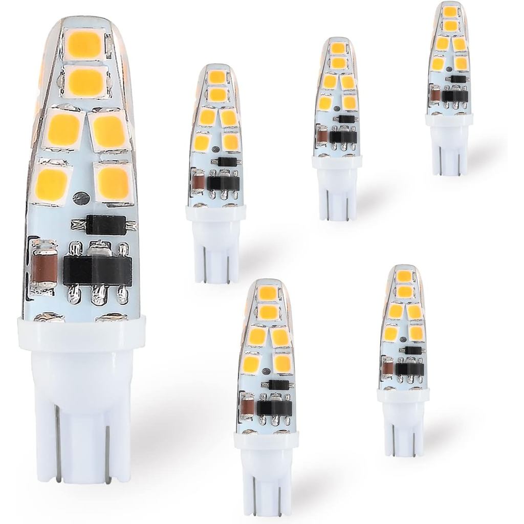 T5 T10 ฐานลิ่ม 2W หลอดไฟ LED 3000K Warm White สําหรับ 12V 24volt Landscape Path Light, 921 922 912 1