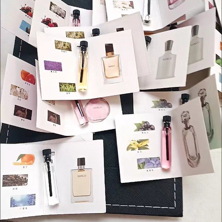 2ml ขายร้อน Han Luxin CV การ์ด Cross-Border ตัวอย่างผู้ชายผู้หญิงรุ่น Q Trial Pack Long-Lasting Eau 