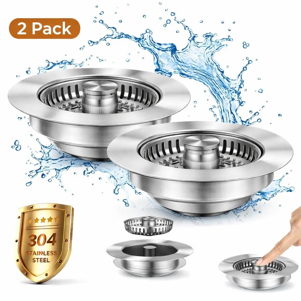 DealsForYouDaysityDryAll-Metal3-in-1StainlessSteelKithenSinkDrainnerandStopperombo,UpgradedAnti-logต