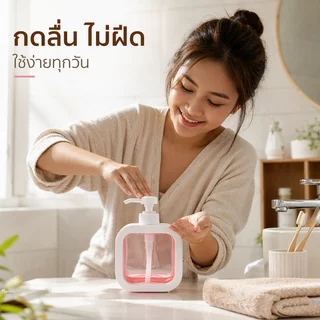 ขวดปั๊มสบู่เหลว มินิมอล ลายตาราง ขวดปั๊มพลาสติก ใส่แชมพู โลชั่น เจลแอลกอฮอล์ 300 500