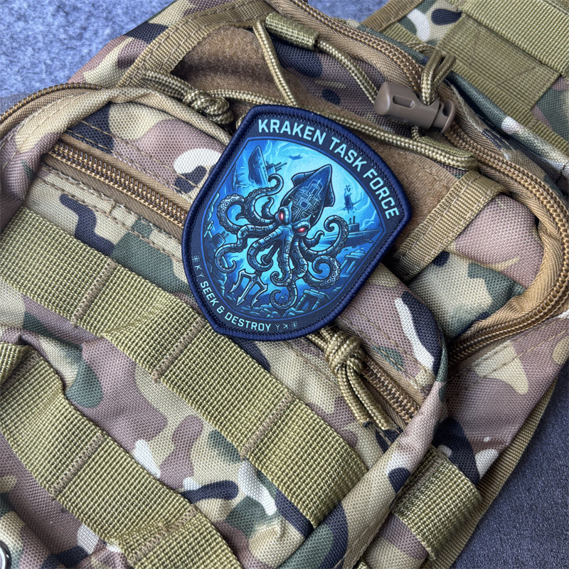ยุทธวิธี KRAKEN TASK FORCE พิมพ์ Patch Hook Loop Morale Badge Patch เสื้อผ้ากระเป๋าเป้สะพายหลังสติกเ
