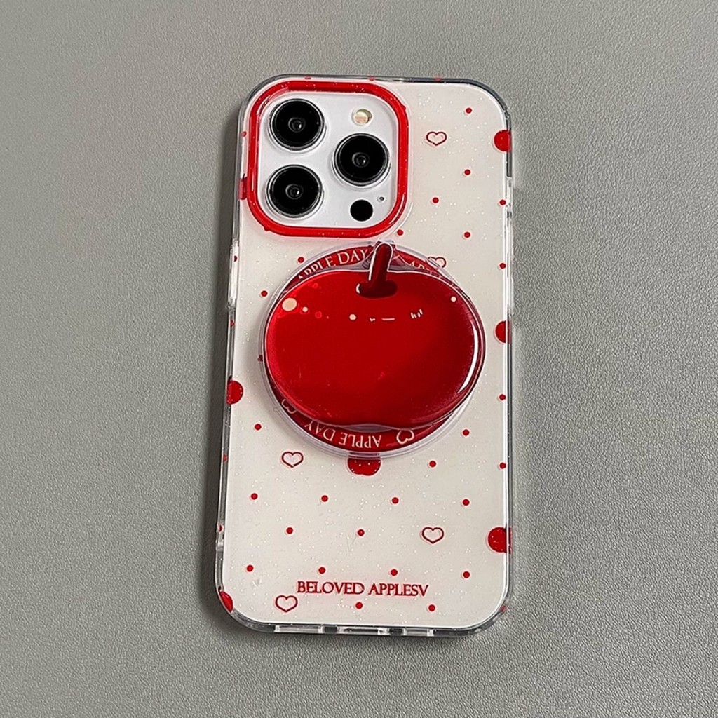 Polka Dot Red Apple Magnetic Bracket เหมาะสําหรับ Xiaomi 17promax/15T/13 เคสโทรศัพท์ k70 Redmi K90/K