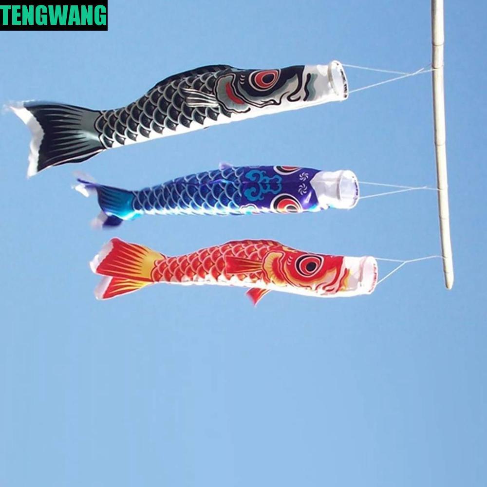 TENGWANG Wind Chimes Koinobori Yard Decor กลางแจ้งสไตล์ญี่ปุ่นปลาคาร์พธง