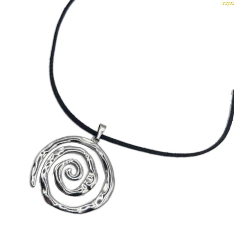 (ส่วนลดสูง)oyalking.th Elegant Grunge Necklace Swirl Pendant Velvets Cord Collarbone Chain สําหรับผู