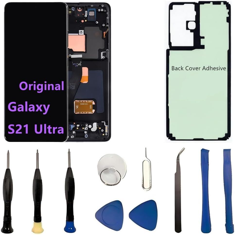 Original 6.8 "AMOLED สําหรับ Samsung Galaxy S21 Ultra หน้าจอเปลี่ยน OEM S21Ultra 5G SM-S998U SM-S998