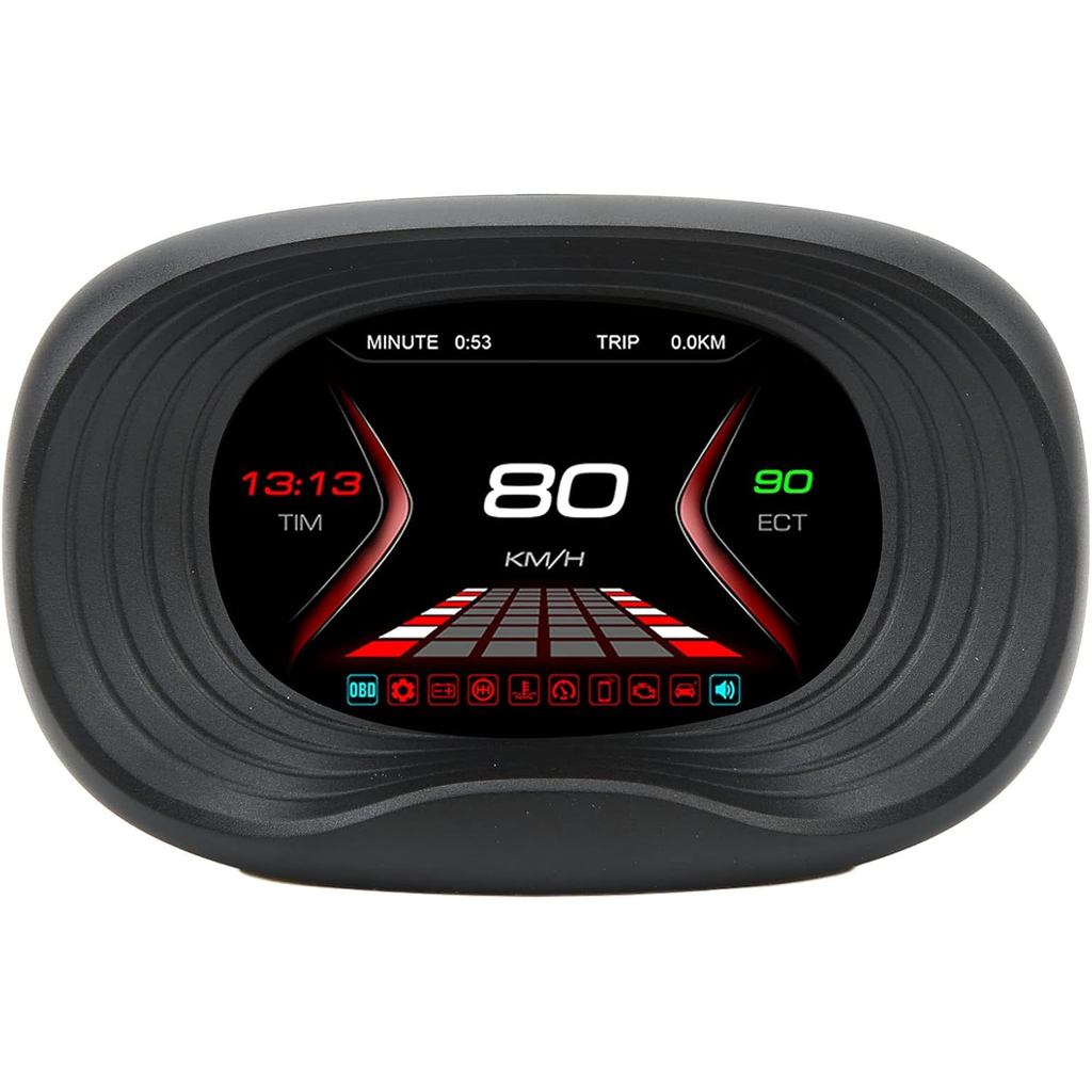 รถ HUD, Multifunctional Vehicle OBD Gauge Display, 3.0in สี LCD HUD Digital Speedometer สําหรับ OBD2