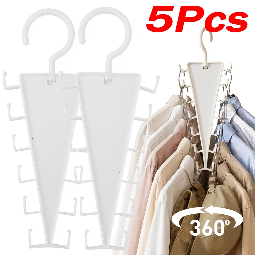1/3/5 ชิ้น V-Shape Multi Hook Closet Hanger / 12 ตะขอประหยัดพื้นที่ตู้เสื้อผ้าไม้แขวนเสื้อ