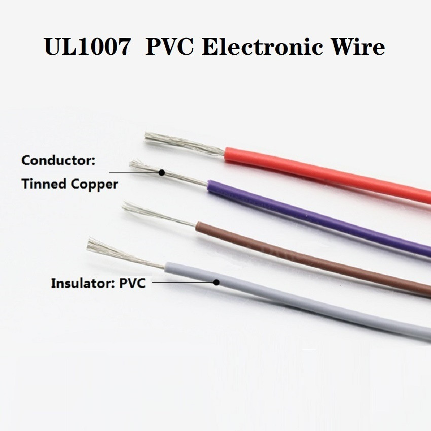 10M UL1007 สายไฟ PVC ฉนวนทองแดงดีบุก 30AWG 28AWG 26AWG 24AWG ~ 18AWG สายไฟ LED โคมไฟสาย 300V