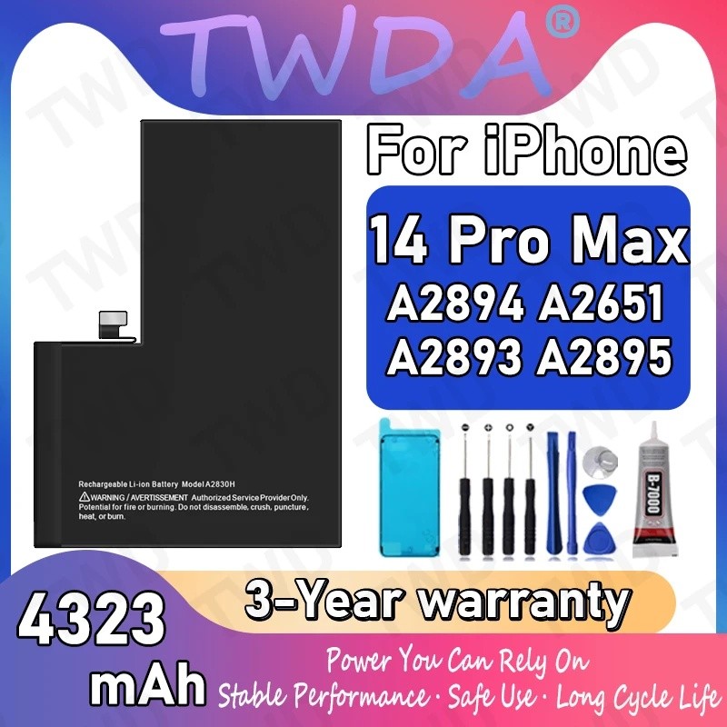 A2830Hขนาดใหญ่ความจุ4323MAhแบตเตอรี่สําหรับiPhone 14 Pro Max/A2894/A2651/A2893/A2895 แบตเตอรี่ใหม่Hi