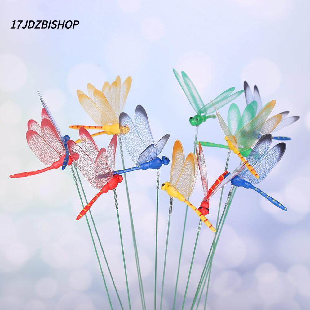17JDZBISHOP 5/10PCS จําลองผีเสื้อ Creative Garden Decor เครื่องประดับสนามหญ้าพร้อมก้าน
