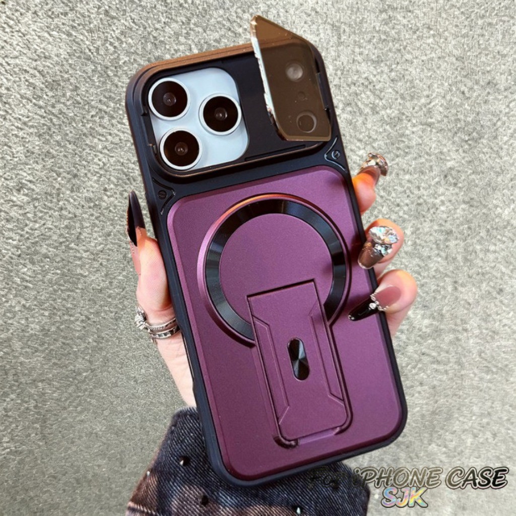 ใหม่มืดเชอร์รี่สีแม่เหล็กพลิกยืนเคสโทรศัพท์สําหรับ ไอโฟน 18มือโปร สูงสุด 17 16 15 14 13 มือโปร สูงสุด กรณีบวกเต็มเลนส์ป้องกันกันกระแทกฝา