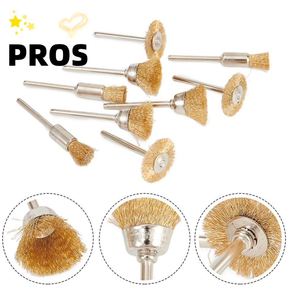 PROS 15 ชิ้น/เซ็ตแปรงล้อลวดอุปกรณ์บดเหล็กแปรงรูปตัว T