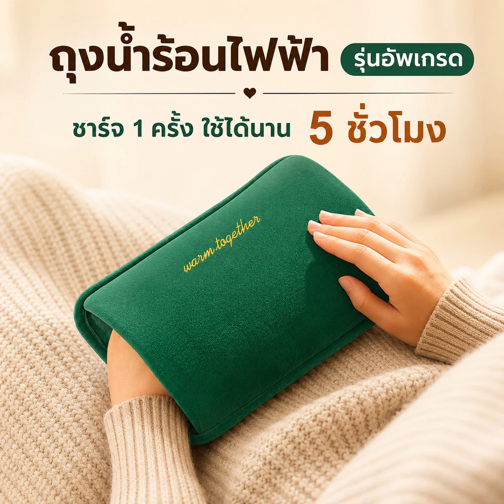 ไม่ต้องเติมน้ำเอง กระเป๋าน้ำร้อน กระเป๋าน้ำร้อนไฟฟ้า มีการรับประกัน มันร้อนตลอดทั้งวัน ถุงน้ำร้อนไฟฟ้า ประคบร้อน