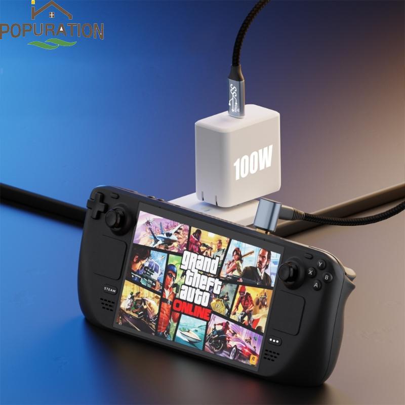 POP PD 100W USB-C Type C สาย 90 องศา USB C Fast Charging Charger สายไฟ 10Gb