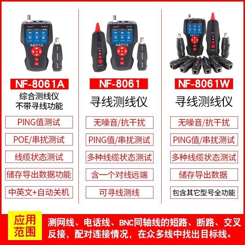 สมาร์ทเมาส์ เครื่องค้นหาสายแบบครบฟังก์ชัน NF-8601W เครื่องทดสอบจุดขาดสาย PING POE Test
