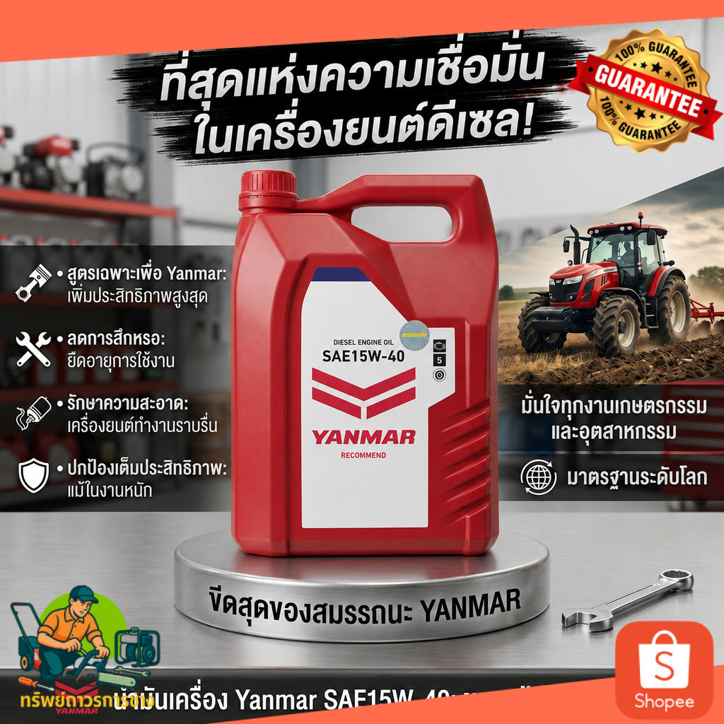 น้ำมันเครื่องดีเซล YANMAR SAE15W-40 ขนาด 5 ลิตร Diesel Engine Oil SAE 15W-40 5L น้ำมัน ยันม่าร์ ดีเซ