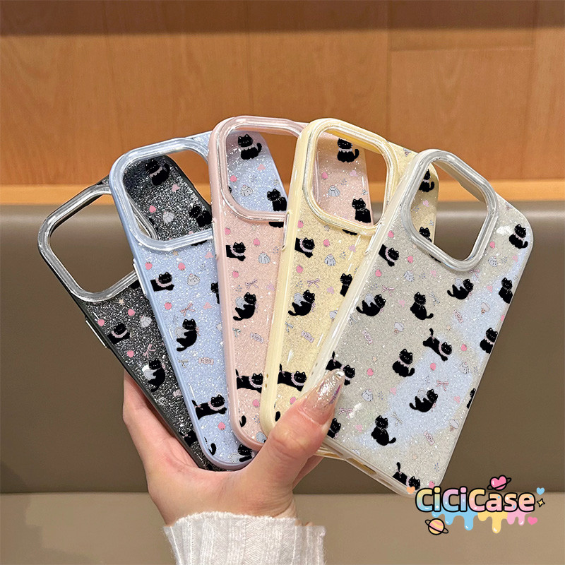เคสโทรศัพท์สีดำลายแมวเล็กแวววาว เหมาะสำหรับ OPPO Reno 13F Reno 15F19 Pro 8T 5 11 5F 10 12 13F 12F 6z 14 14F