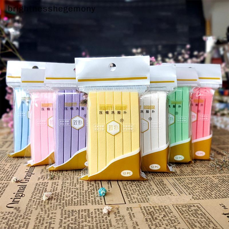 BGTH 12pcspress Face Wash Wash Face Sponge Pad Clean Face Exfoliating ฟองน้ําทิ้งพัฟ Vary