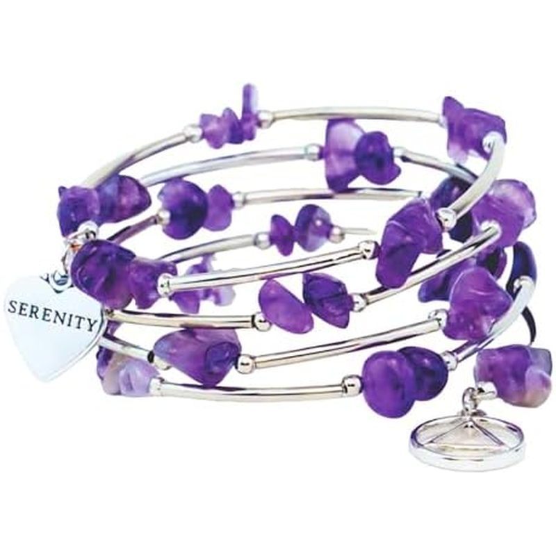 The Token Shop Amethyst AA Bracelet, Sobriety Jewelry สําหรับผู้หญิงในการกู้คืน