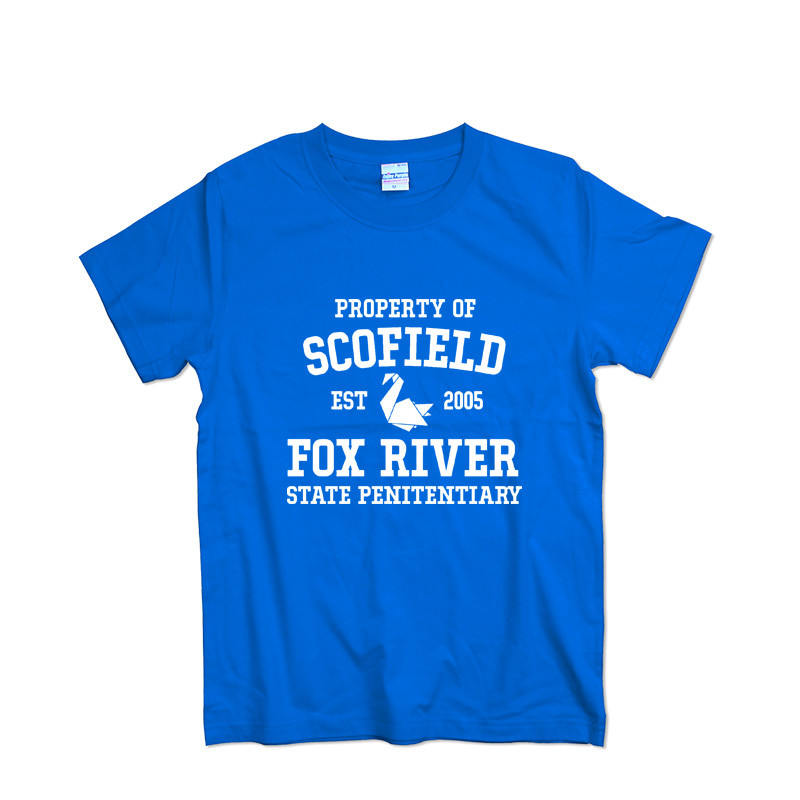 ละครอเมริกัน Merchandise Prison Break เสื้อยืดผู้ชายแขนสั้นผ้าฝ้ายแท้รอบคอยุโรปอเมริกัน Simple Priso