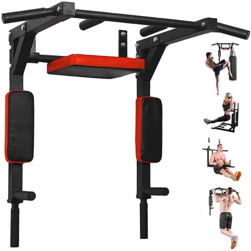 มัลติฟังก์ชั่นติดผนัง Pull Up Bar Chin Up bar Dip Station สําหรับในร่มบ้านออกกําลังกายกระสอบทราย Rac